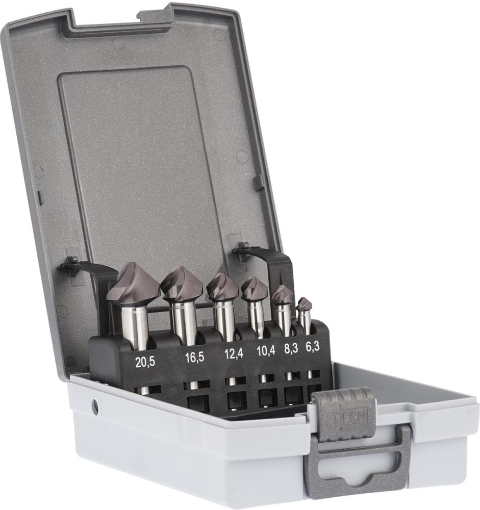 Set teșitoare conice SpyroTec HSS-E, 90°, TiAlN, tăiș convex, Ø 6,3-25,0 mm, 5 buc, GUHRING