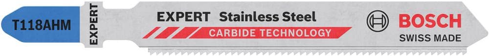 Pânză de ferăstrău pendular T 118 AHM, pentru oțel inoxidabil, 83 mm, pas dantură 1.1 mm, 3 bucăți, Bosch