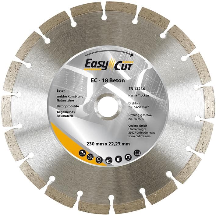 Disc diamantat de debitat pentru beton și piatră naturală, 115x1,9 mm, CEDIMA