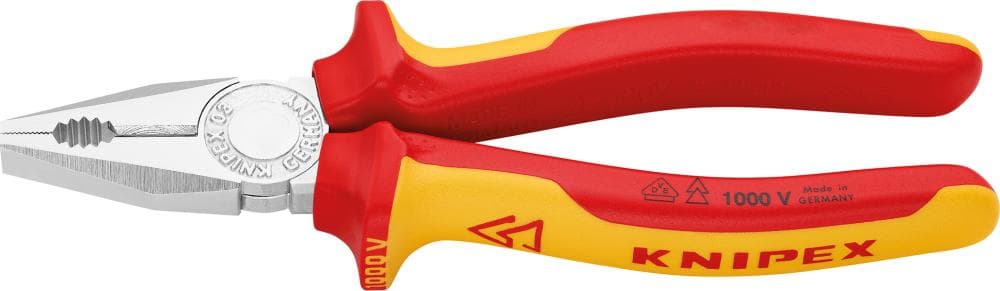 Clește combinat izolat VDE, cromat, 160 mm, mânere bicomponent, 03 06 160, KNIPEX