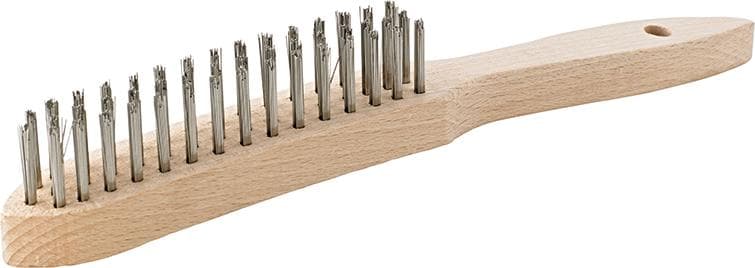 Perie de sârmă din inox, 2 rânduri de sârmă 0,3 mm dreaptă, 295/145 mm, FORTIS