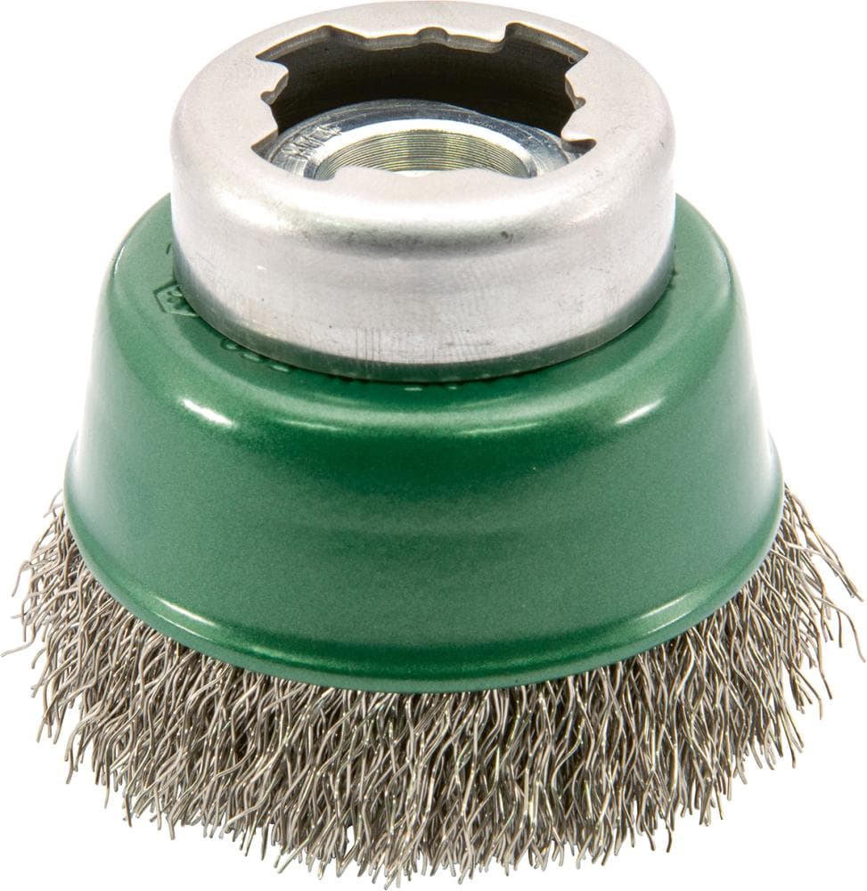 Perie de sârmă inox tip oală Ø 60 mm, sârmă ondulată 0,3 mm, prindere X-LOCK și M14, OSBORN