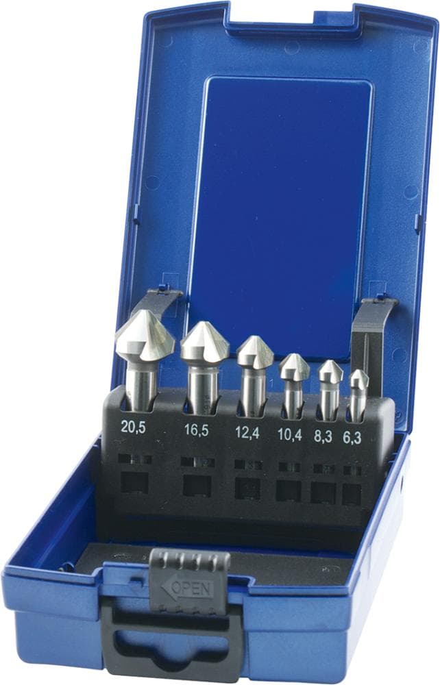Set teșitoare conice HSS 90°, blank, 6.3-20.5mm, 6 buc, DIN 335C, FORUM