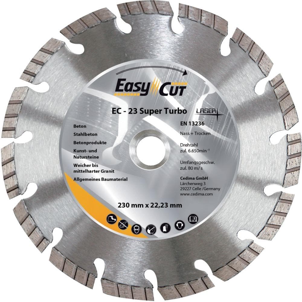 Disc de debitare diamantat EC-23 pentru beton armat, piatră naturală, 115x2,1 mm, CEDIMA