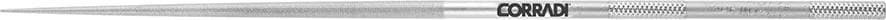 Pilă ac de precizie CORRADI, rotundă, 200/100x3.75 mm, dantură elvețiană 0, fără mâner, PFERD