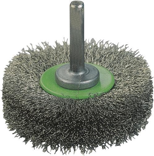 Perie de sârmă din inox rotundă cu coadă 6mm, diam. 50mm, sârmă 0,2mm ondulată, OSBORN
