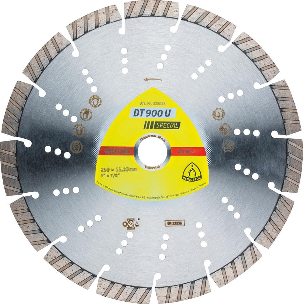 Disc diamantat de debitare DT900U pentru beton și materiale de construcții, 180x2.6mm, KLINGSPOR