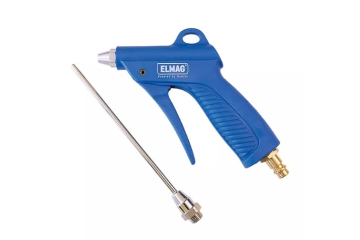 Pistol de suflat cu aer comprimat din poliamidă PA, duză normală și tijă dreaptă 165mm, cu racord, max 10 bar, 32257, ELMAG