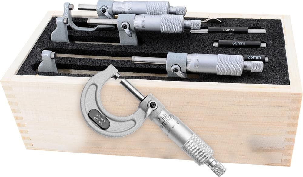 Set de micrometre 0-100 mm, 8 bucăți, FORTIS