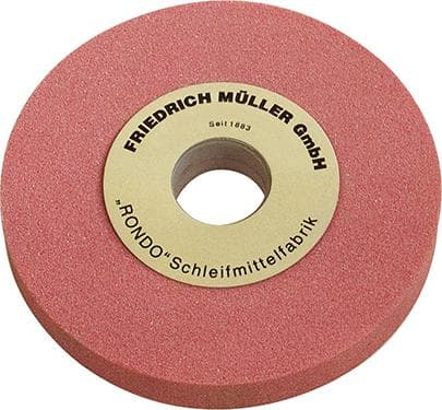 Piatră abrazivă pentru polizor, corindon nobil roz, granulație 60, 150x20 mm, gaură 32 mm, duritate M, Müller