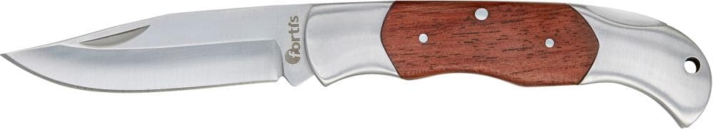 Cuțit industrial, lamă cu plăsele de lemn, 75 mm, 175 mm total, cu pilă de ascuțire, FORTIS