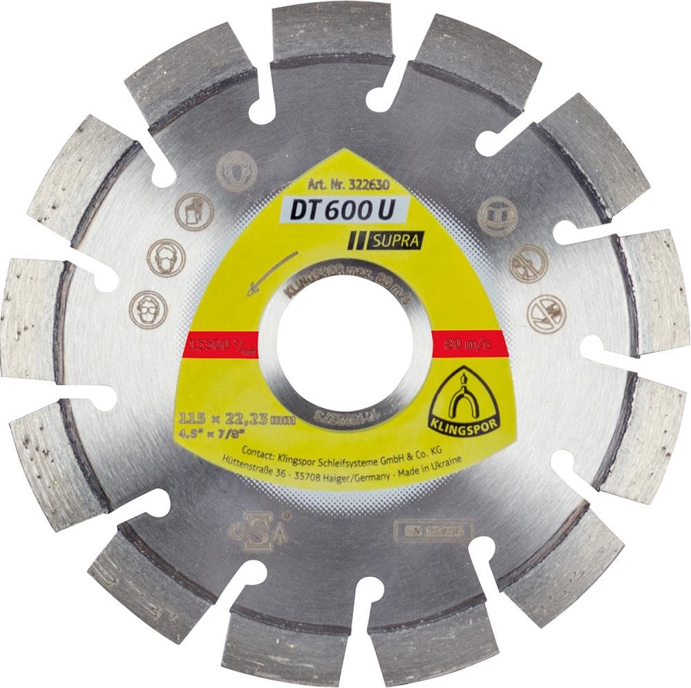 Disc diamantat de debitat DT600U, 115x2.4 mm, pentru beton și materiale de construcție, KLINGSPOR