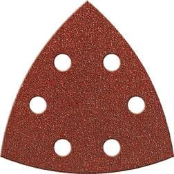 Hârtie abrazivă cu scai triunghiulară, set 6 bucăți, 94 mm, granulație 40, corindon, 6 găuri, FORTIS