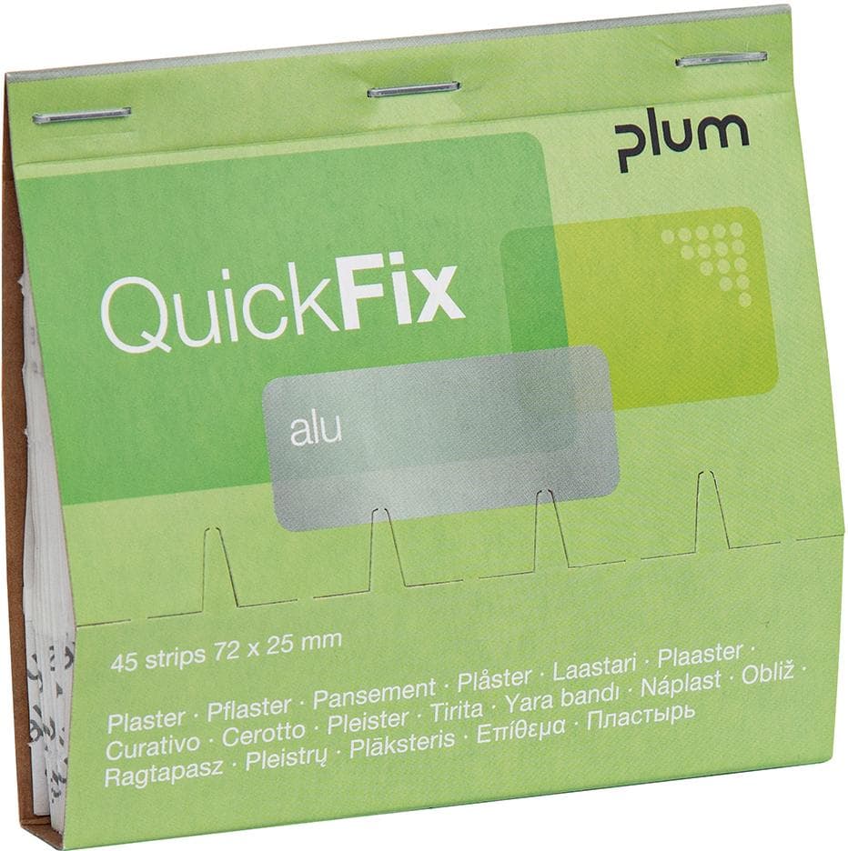 Pachet de reumplere QuickFix Alu, cu 45 plasturi 7,2 x 2,5 cm, PLUM