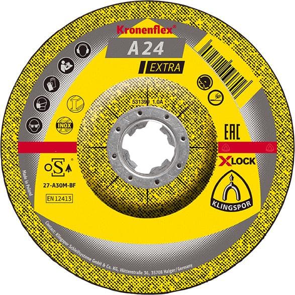 Disc de polizat pentru metal, prindere X-LOCK, 125x6 mm, curbat, KLINGSPOR