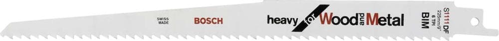 Pânză de ferăstrău sabie S 1111 DF, lemn cu metal, 225 mm, pas dantură 4,3 mm, set 5 bucăți, 2608656261, Bosch
