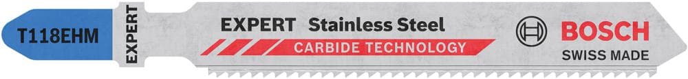 Pânză de ferăstrău pendular T 118 EHM, pentru oțel inoxidabil, 83 mm, pas dinți 1.4 mm, 3 bucăți, Bosch