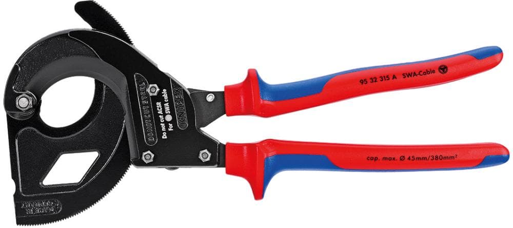 Foarfecă pentru cablu, 315 mm, diametru tăiere 45 mm, clichet, 95 32 315 A, KNIPEX