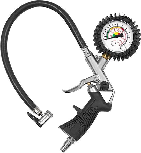 Pistol de umflat roți cu manometru, necalibrat 0-12 bar, furtun 50 cm cu mufă NW 7.2, RIEGLER