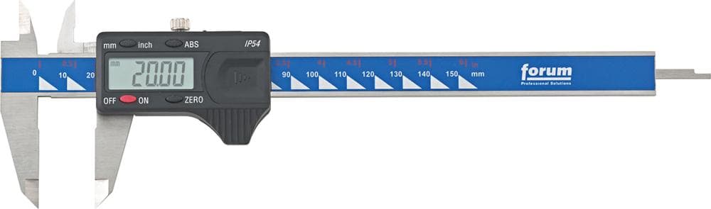 Subler digital 150 mm, vârf 40 mm, citire 0.01 mm/0.0005 inch, DIN 862, inox, IP54, FORUM