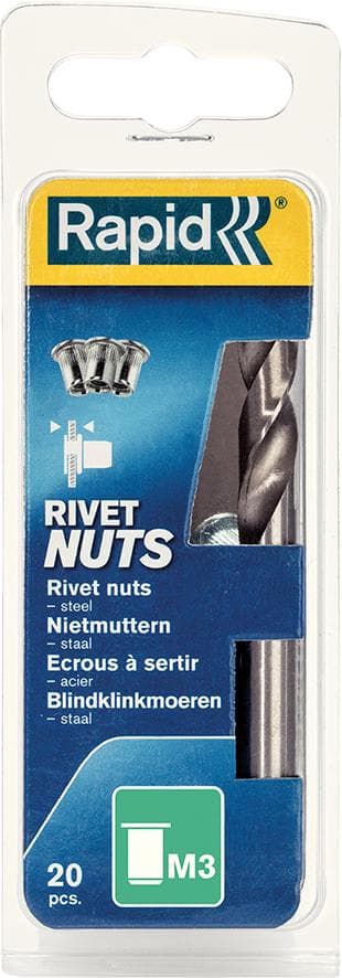 Nit piulițe filetate, oțel, M3, 20 buc, Rapid