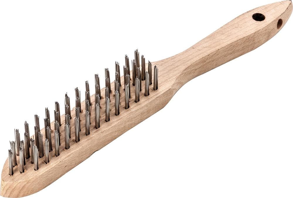 Perie de sârmă din inox V4A, 4 rânduri de sârmă 0.3 mm dreaptă, 290/140 mm, Lessmann