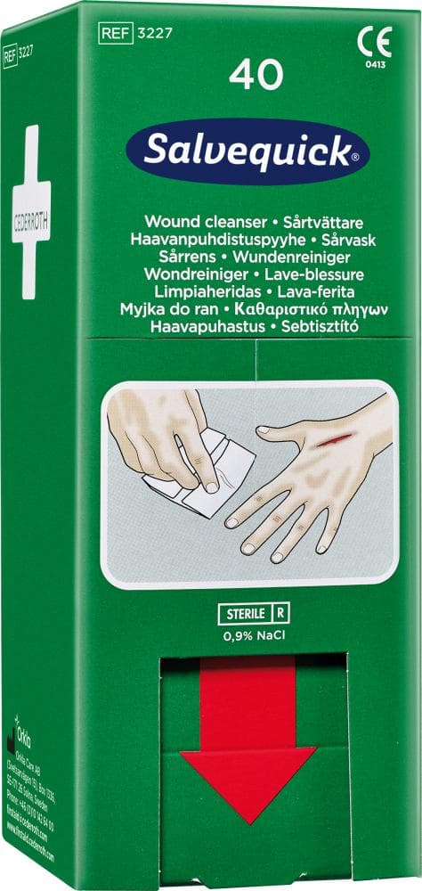Șervețele pentru curățarea pielii și a rănilor Salvequick, 120x110 mm, 40 buc, CEDERROTH