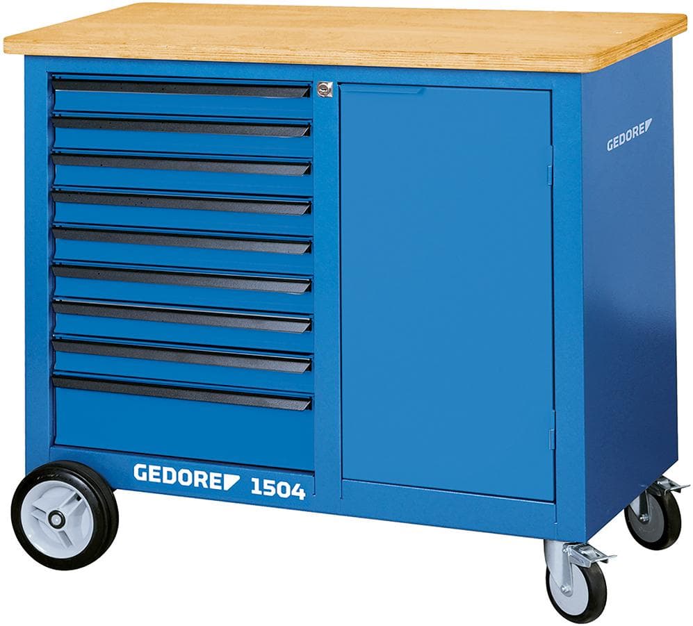 Banc de lucru mobil 985 x 1100 x 630 mm, 9 sertare, 1504 0810, GEDORE