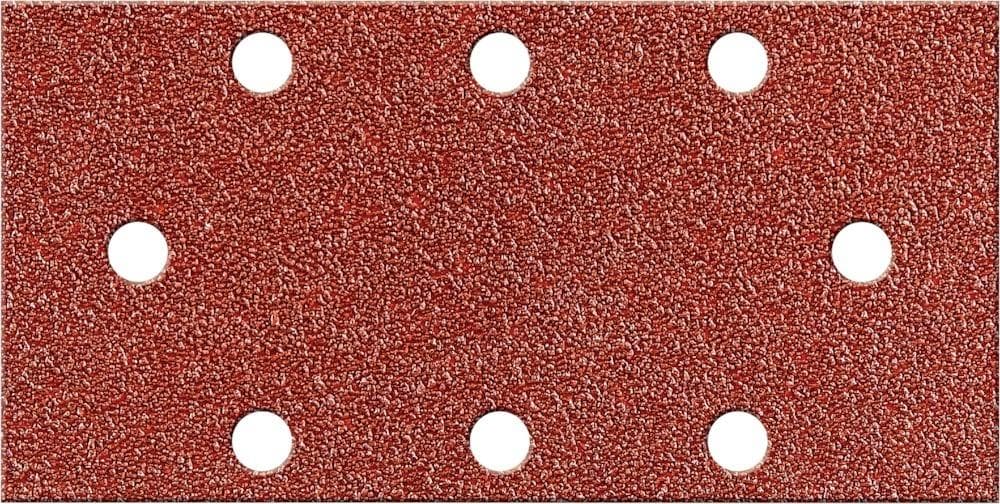 Hârtie abrazivă, set 10 buc, 93x230 mm, granulație 40, 8 găuri, corindon, FORTIS
