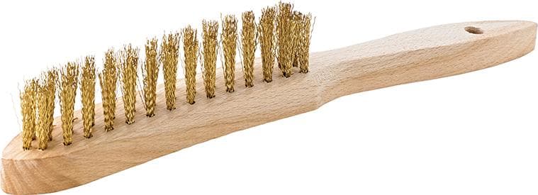 Perie de sârmă din alamă, cu coadă, 2 rânduri de sârmă ondulată 0,3 mm, 295/145 mm, FORTIS
