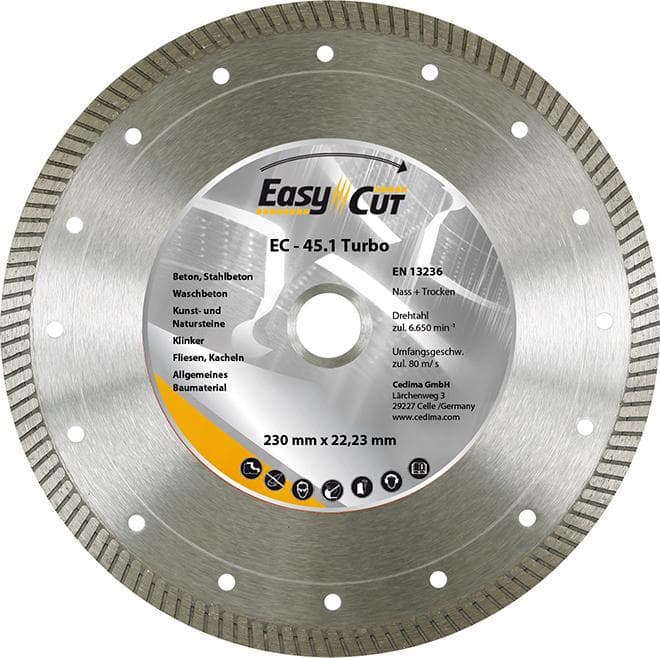 Disc diamantat de debitare EC-45.1, foarte subțire, 115x1,2 mm, CEDIMA