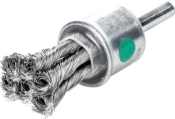Perie de sârmă din inox V2A, tip pensulă, cu coadă 6 mm, diam. 19 mm, sârmă 0,35 mm răsucită, Lessmann