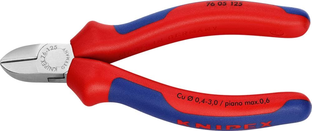 Clește cu tăiș lateral pentru electromecanică, 125 mm, cap rotund cromat, 76 05 125, KNIPEX