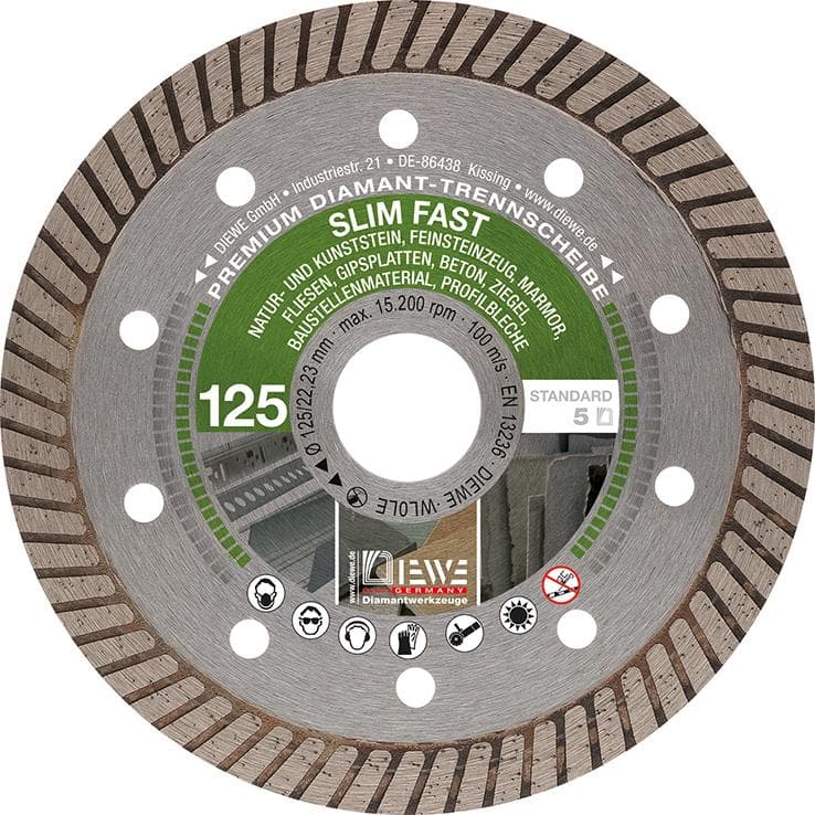 Disc de debitare diamantat SLIM-FAST, foarte subțire, 115x1.2mm, DIEWE
