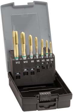 Set tarozi de mașină pentru găuri de trecere, M3-M12, HSS-E, TiN, forma B, 7 buc, GUHRING