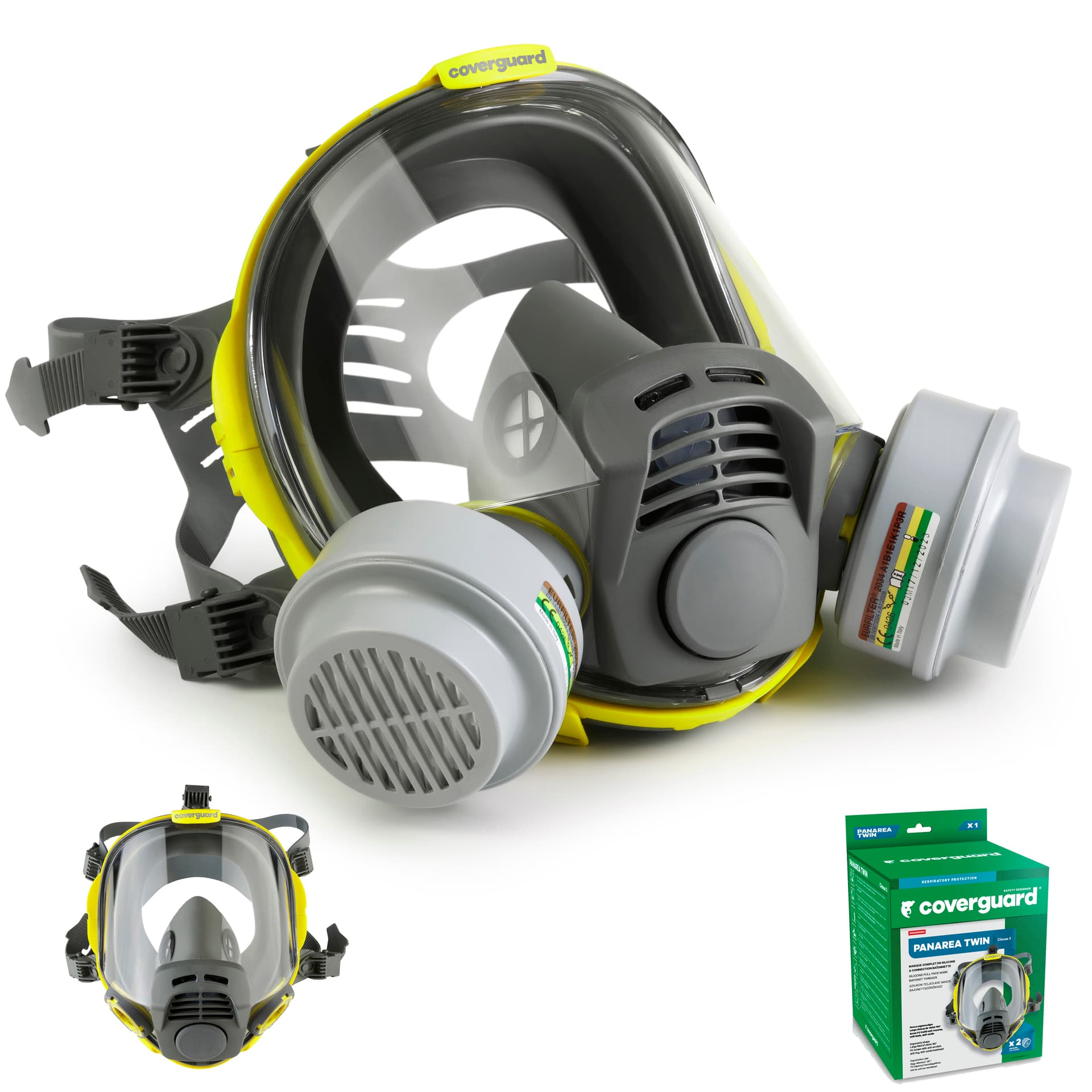 Mască de protecție respiratorie completă din silicon PANAREA, pentru două filtre BD, COVERGUARD