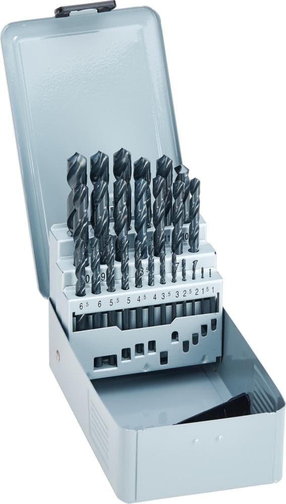 Set burghie HSS rectificate, tratate cu abur, DIN 338N, 1-13,0mm, increment 0,5mm, 25buc, FORTIS