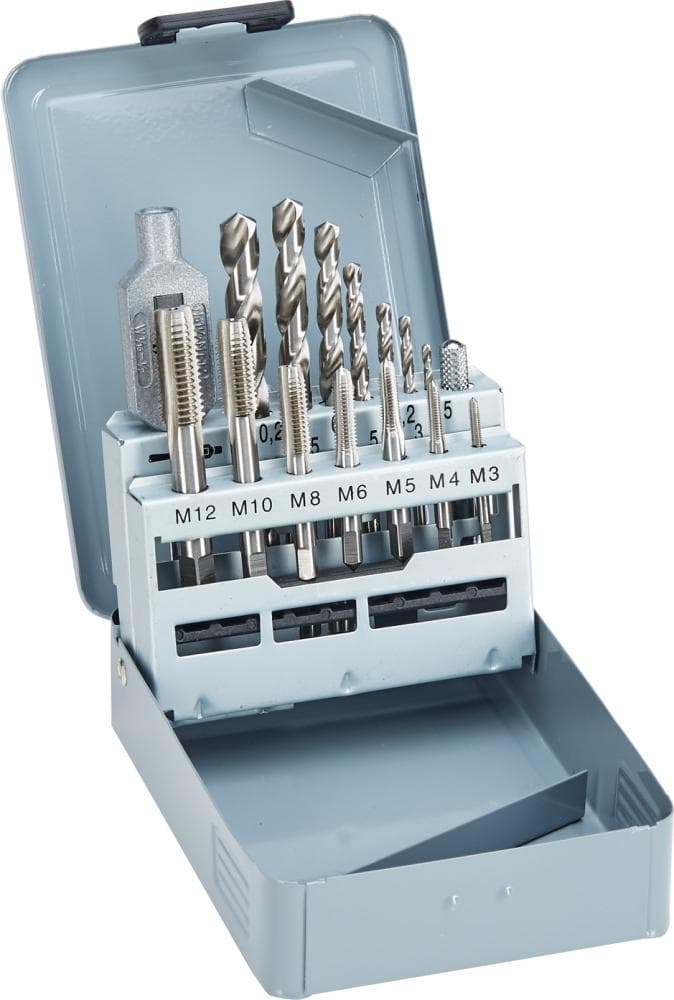 Set tarozi de mână HSS și cheie reglabilă, M3-12, DIN 352, FORTIS