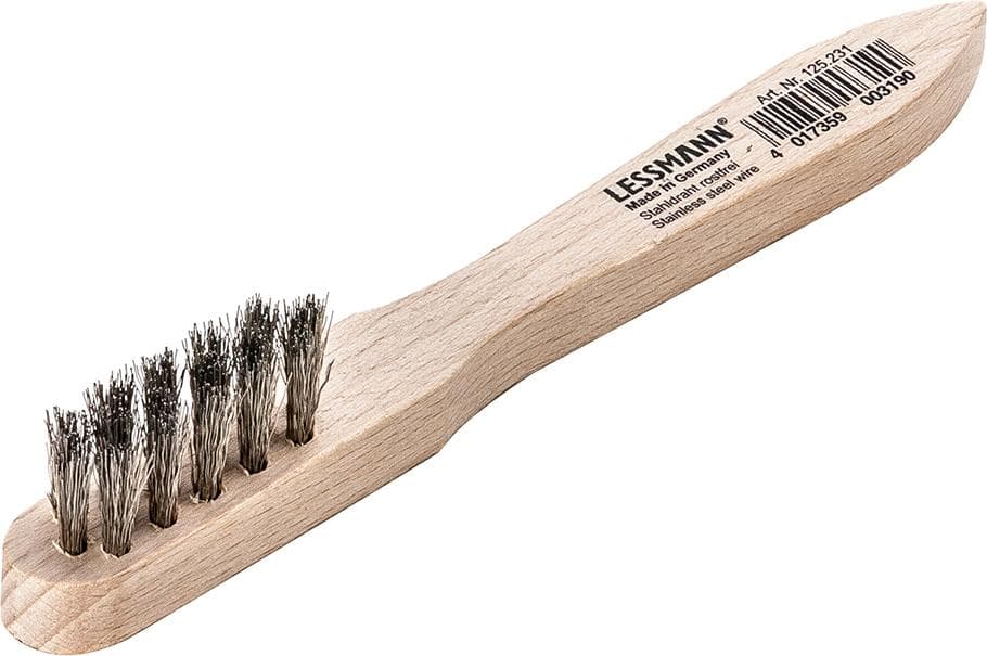 Perie de sârmă din inox V2A pentru bujii, 3 rânduri sârmă ondulată 0.15mm, 150/40mm, Lessmann