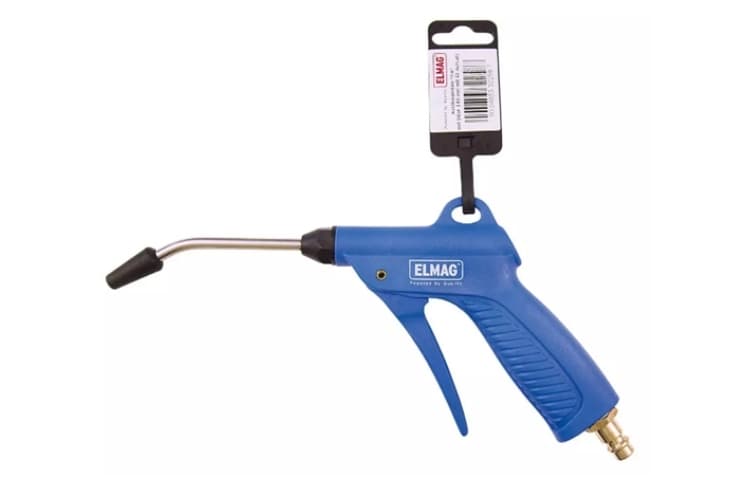 Pistol de suflat cu aer comprimat din poliamidă PA cu tijă îndoită 110mm și protecție anti-zgâriere, complet cu racord, max 10 bar, 32258, ELMAG