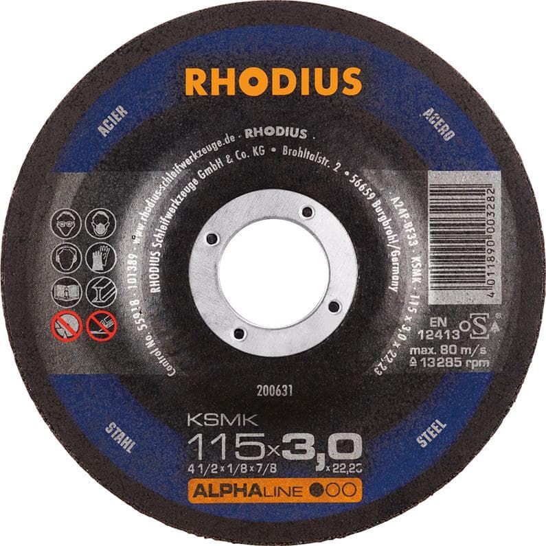 Disc de tăiere pentru oțel, 115x3,0mm, curbat, RHODIUS