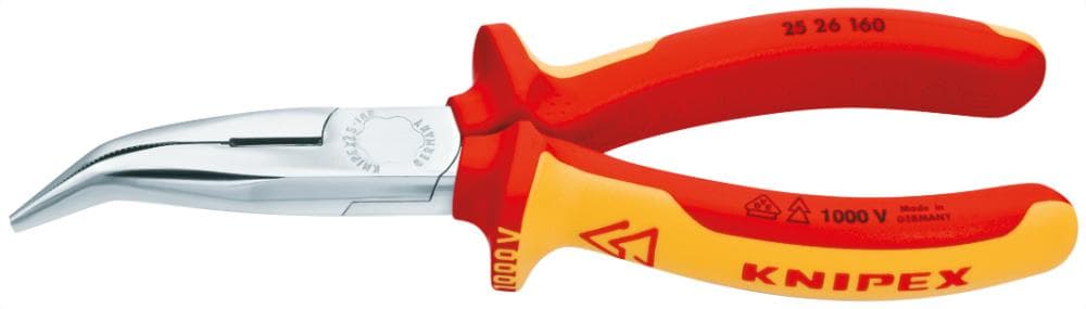 Clește cu bacuri semirotunde, îndoite, izolat VDE, 160 mm, cromat, 25 26 160, KNIPEX