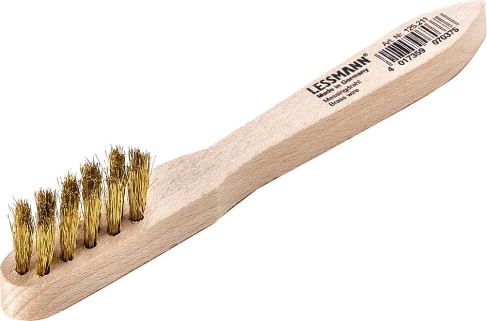 Perie de sârmă din alamă pentru bujii, 3 rânduri de sârmă ondulată de 0,15 mm, 150/40 mm, Lessmann