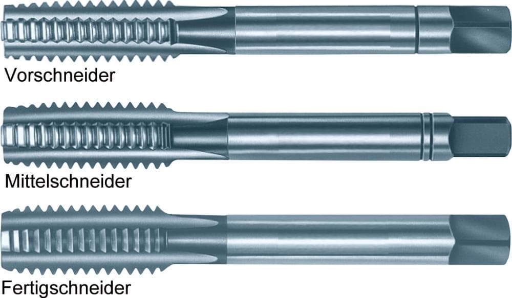 Set tarozi de mână HSS, filet stânga, M3.0, pas 0.5mm, 3 buc, DIN352, FORUM