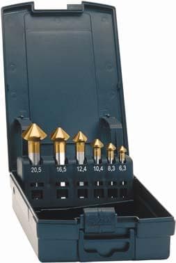 Set teșitoare conice ADVANCED LINE® 90°, coadă ROTASTOP®, TiN, Ø 6.3-20.5mm, 6 buc, DIN335C, EXACT