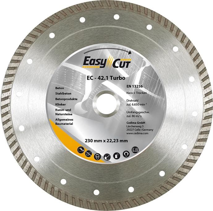 Disc diamantat de debitare EC-42.1, cu margine închisă, 115x2.2 mm, CEDIMA