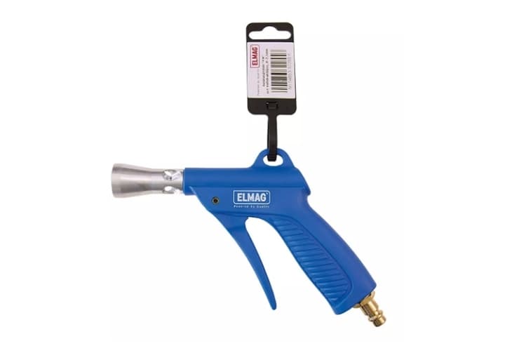 Pistol de suflat cu aer comprimat din poliamidă PA, cu duză pentru jet de aer dispersat, 2,5mm, complet cu racord, max. 10 bar, 32255, ELMAG
