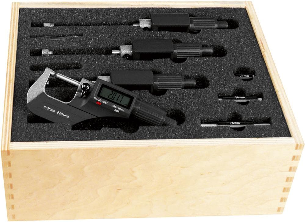 Set de micrometre digitale exterioare 0-100 mm, 4 buc., FORTIS