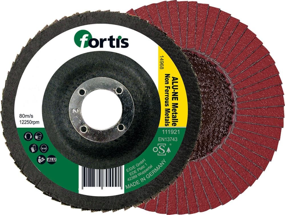 Disc lamelar abraziv curbat pentru oțel, aluminiu, nemetale, 115 mm, granulație 40, FORTIS