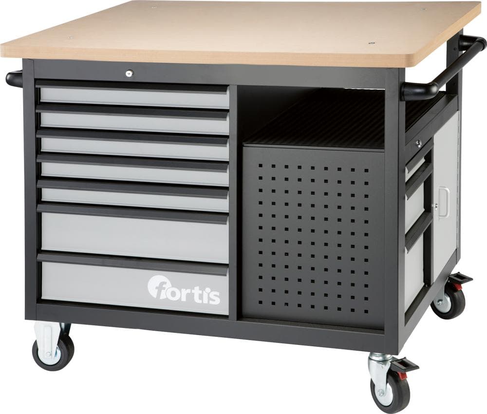 Banc de lucru / dulap de scule mobil, 7+3 sertare, 1220 x 890 x 1060 mm, FORTIS